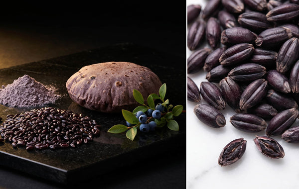 Black wheat flour — purple anthocyanin-rich grain from India, darker roti