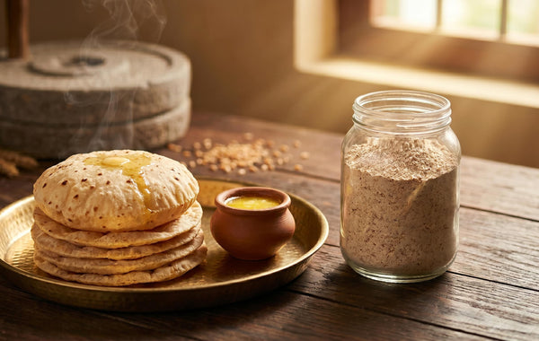 Fresh chakki atta roti — soft, nutritious, stone-ground with no preservatives