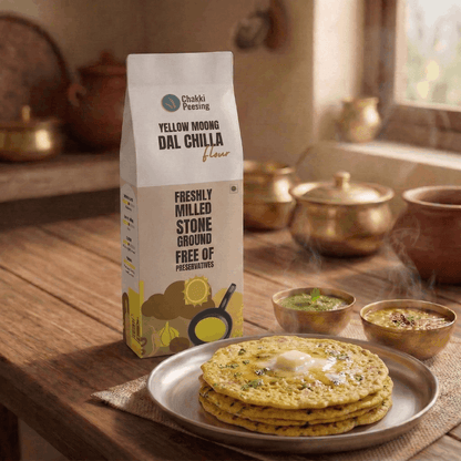 Yellow Moong Dal Chila Flour - Chakki Peesing