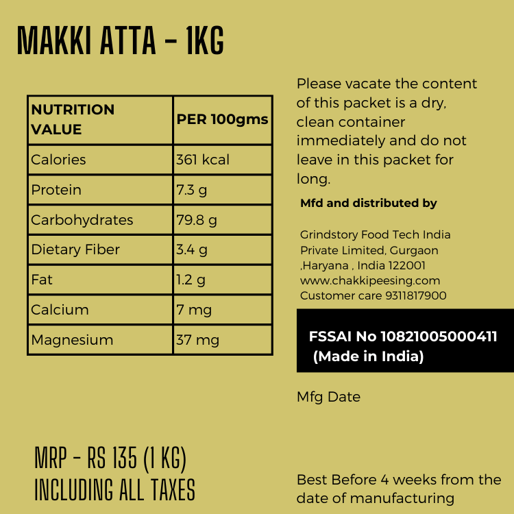 Makki (Corn) flour- Nutritional Value