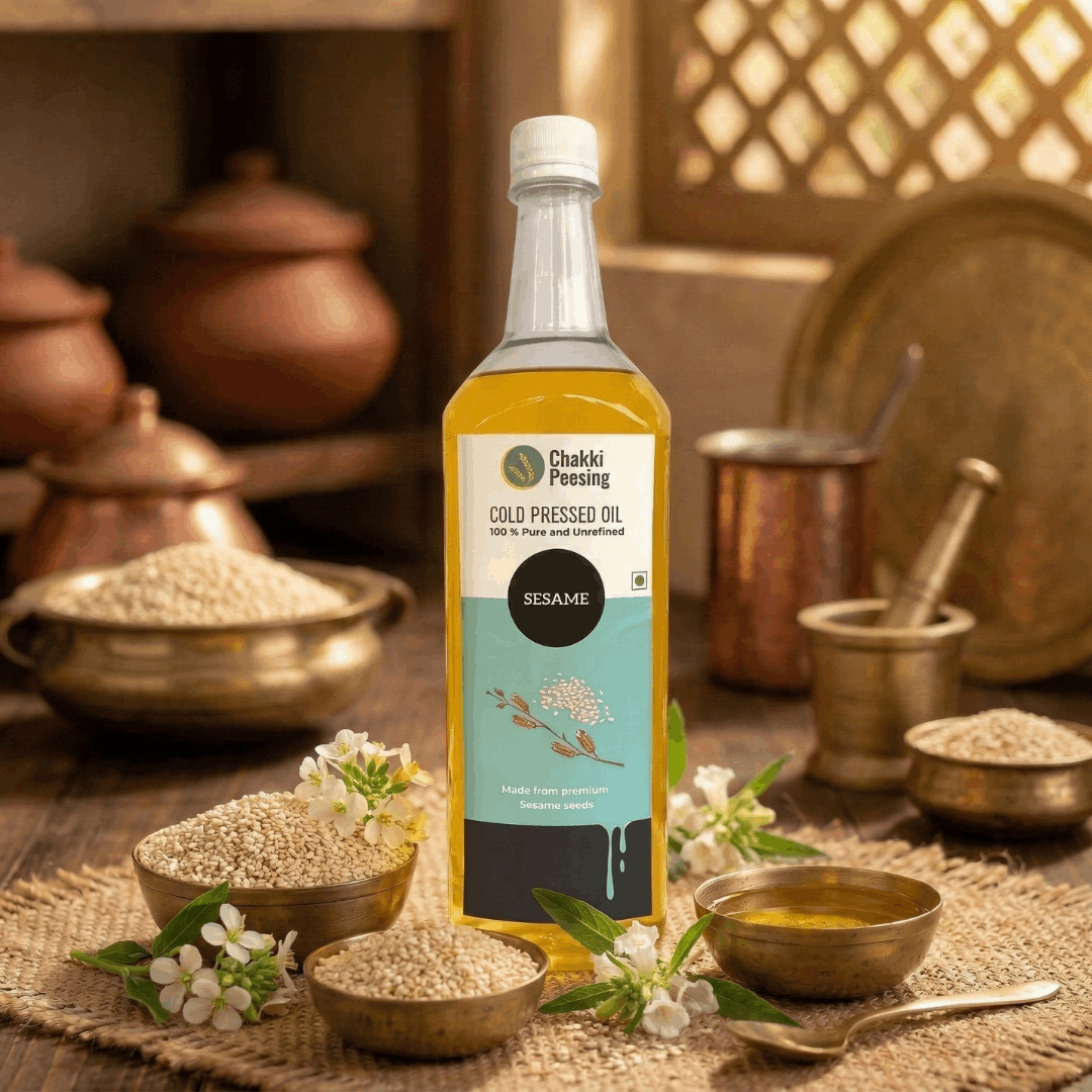 White Sesame Cold Pressed Oil (Safed Til) - Chakki Peesing