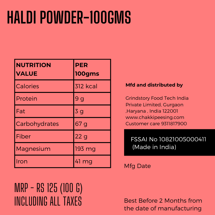Haldi (Tumeric) Powder- Nutritional Values