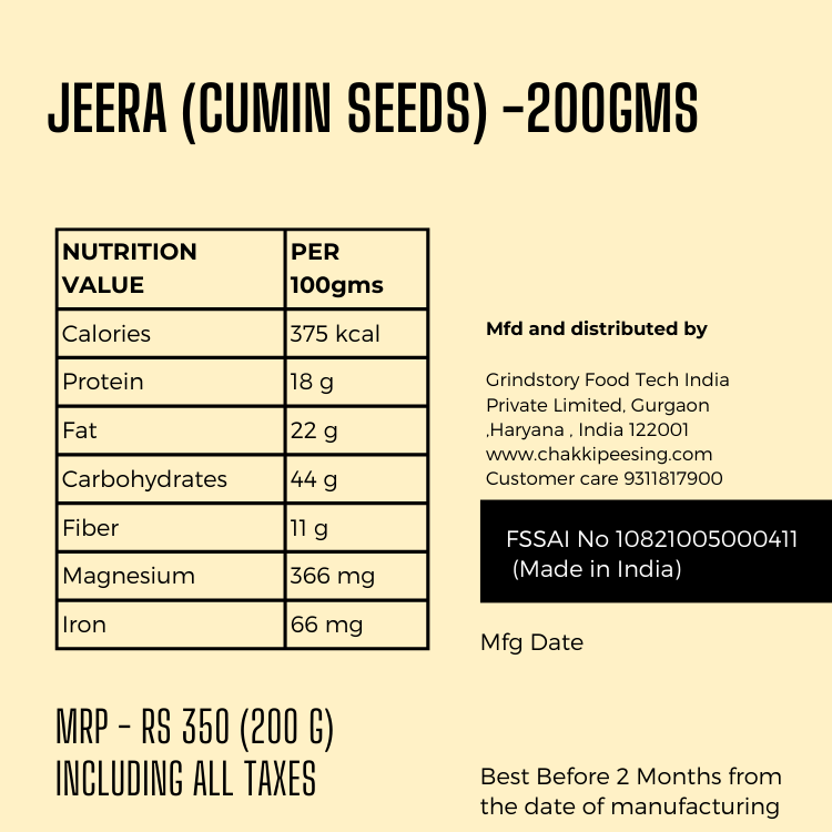 Jeera (Cumin Seeds)- Nutrition values