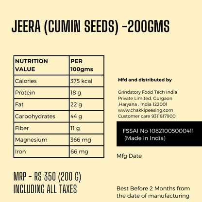 Jeera (Cumin Seeds)- Nutrition values