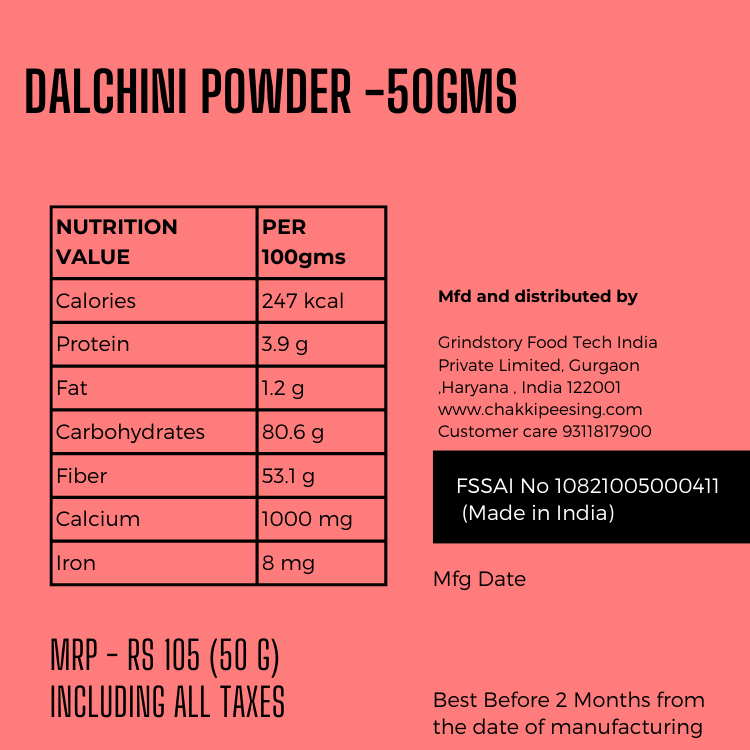 Dalchini (Cinnamon) Powder- Nutrional Values