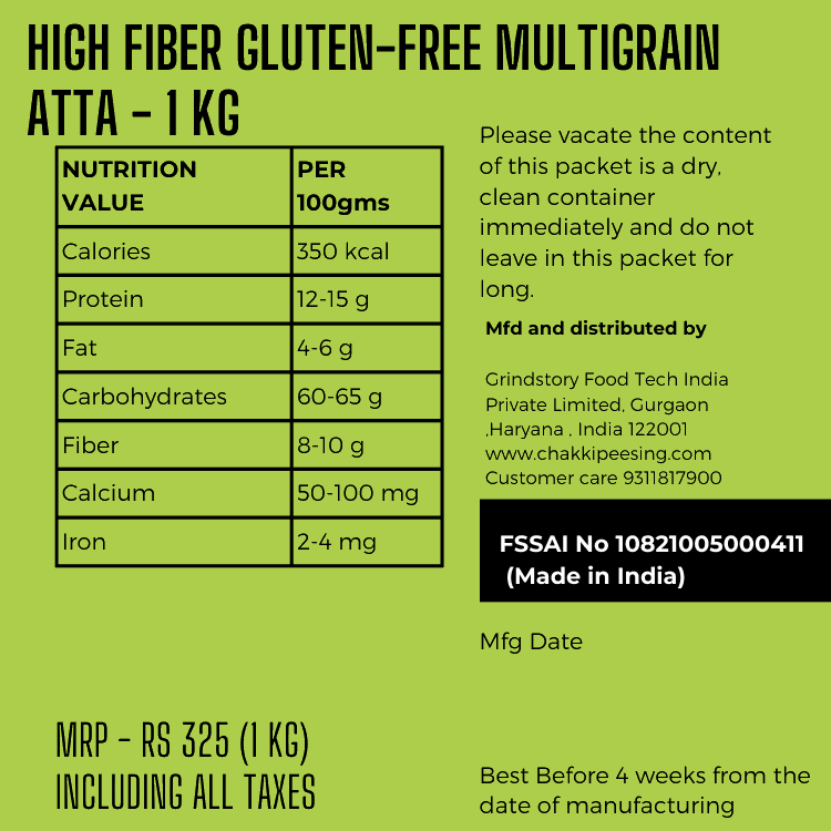 High-Fibe Gluten free Multigrain Atta