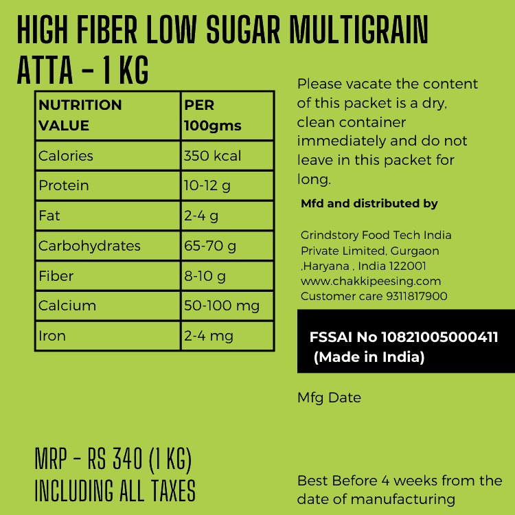 High-fibe Low sugar multigrain Atta