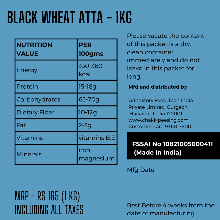Black Wheat Flour- Nutritional Values