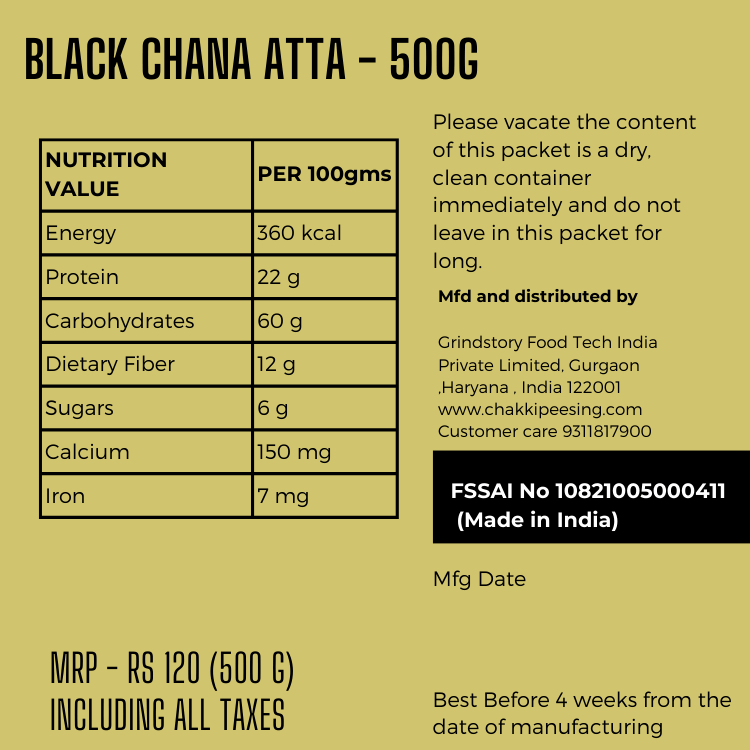 Black Chana flour- Nutritional Values